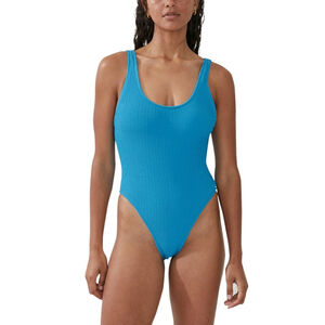 Cotton On Women's Size Large Blue Low Back One Piece Swimsuit, Cheeky Fit NWT